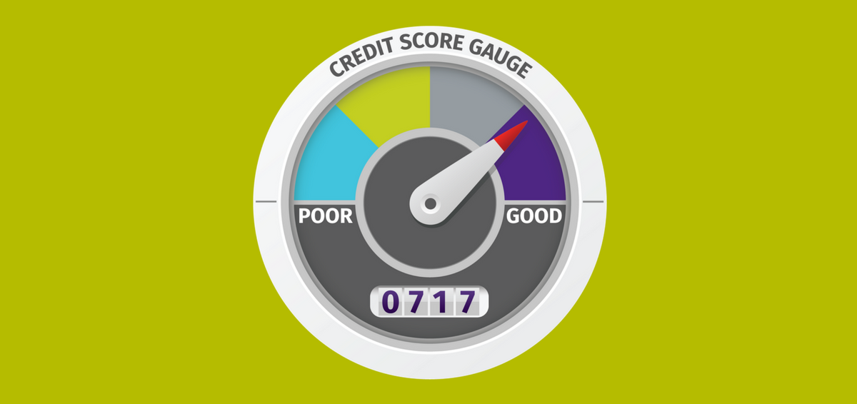 This picture shows a credit score gauge