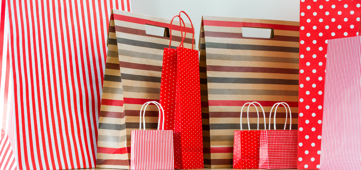 Photo of shopping bags during the holidays.