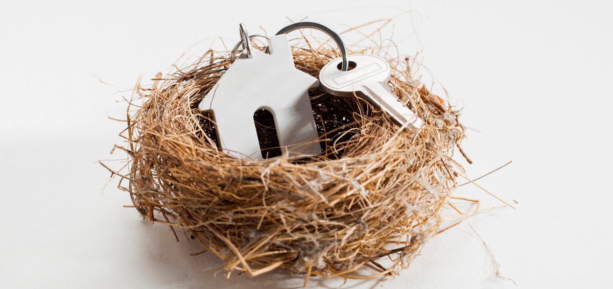 Picture of a keys to a home in a nest.
