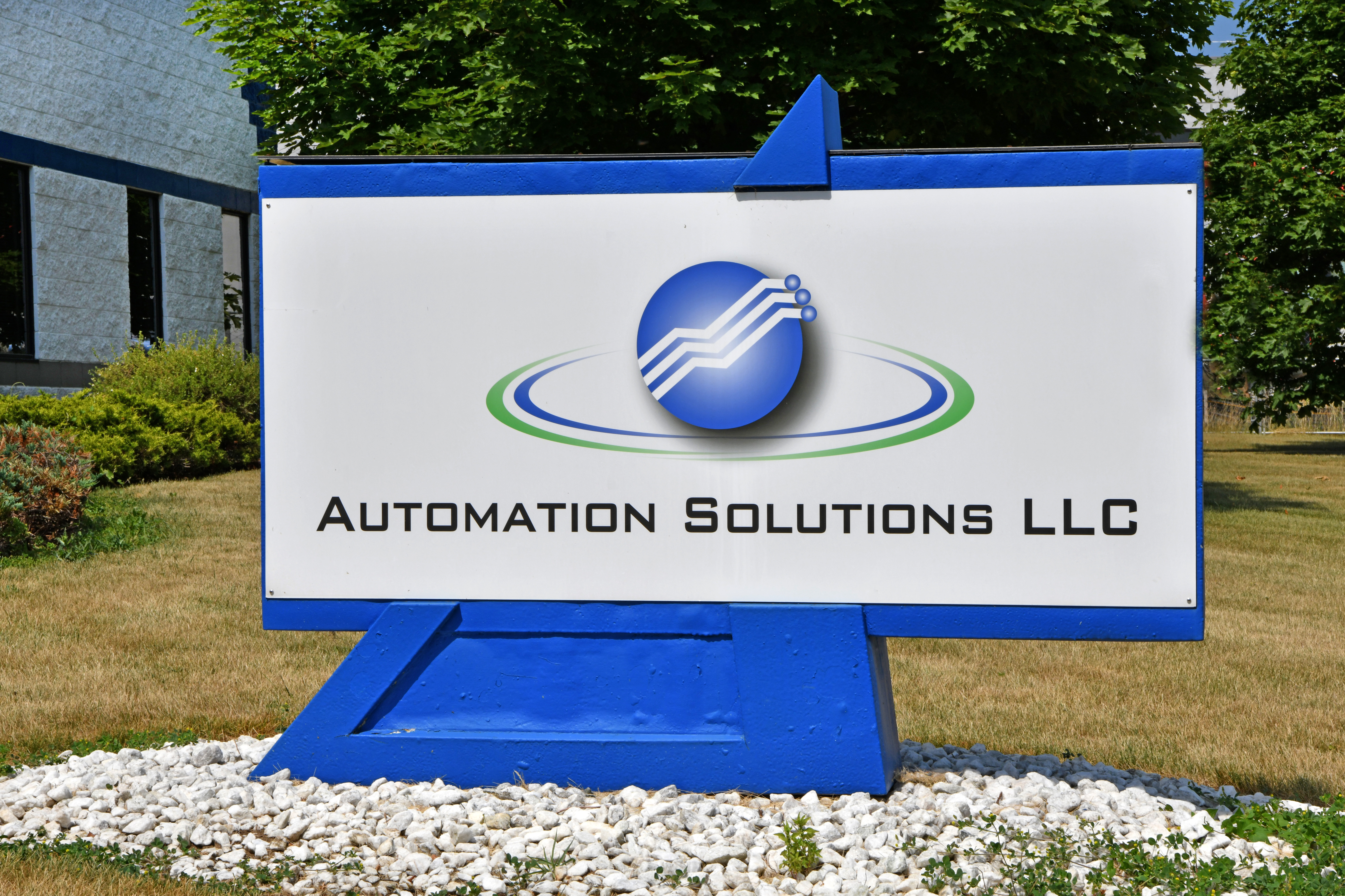 Exterior building sign at Automation Solutions.
